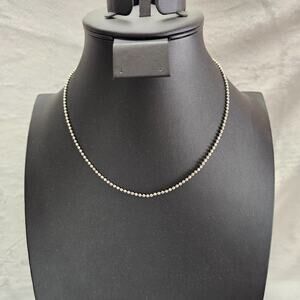 Az Italy 925 Sterling Silver Diamond Cut Bead Ball Chain Necklace 18" Faceted